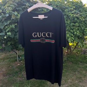 Men Gucci Logo T-Shirt - Black